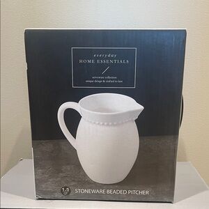 ❤️NEW!!!❤️ Home Essentials White Stoneware Beaded Pitcher.